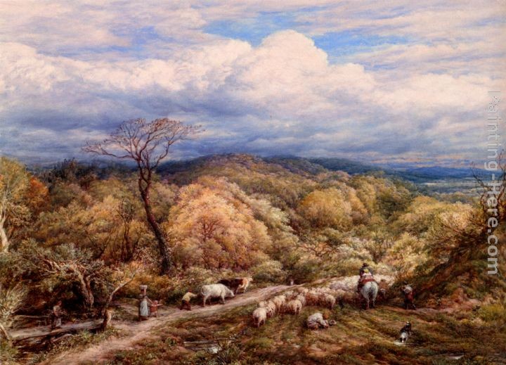 John Linnell An Autumn Afternoon With Shepherd And Flock